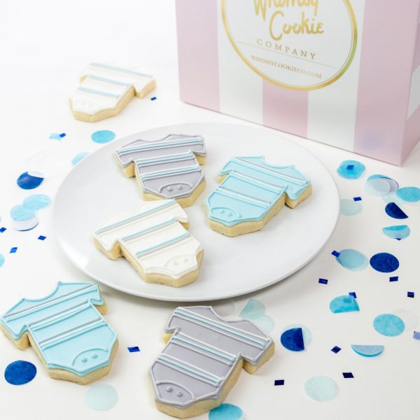 Add a set of Baby Boy Onesie themed cookies to your order