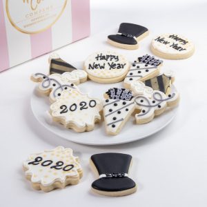 Add an order of these snazzy Happy New Year themed cookies to your order
